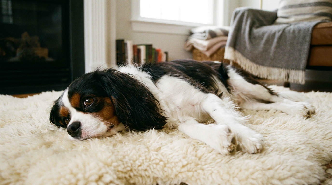 Cavalier King Charles Spaniel dócil e tranquilo, ideal para companhia de idosos.