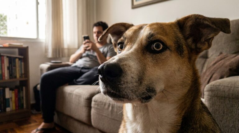 Cachorro encarando o tutor: o que ele REALMENTE quer te dizer?